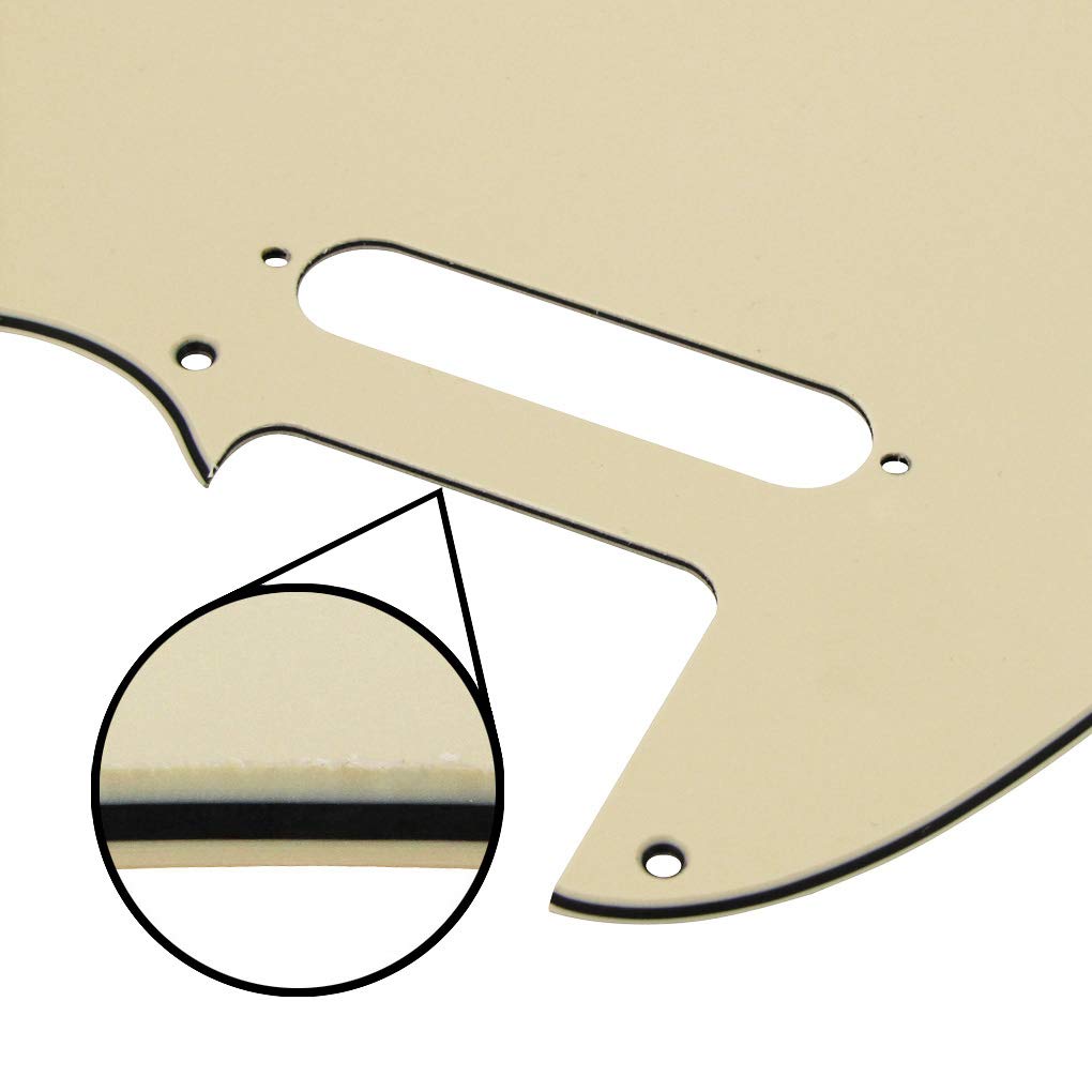 FLEOR 8 Hole Tele Pickguard w/Screws Fit USA/MX Standard Telecaster Pickguard Replacement, 3Ply Cream